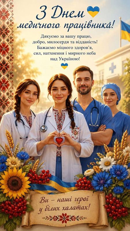 Вітальна листівка на День медичного працівника України