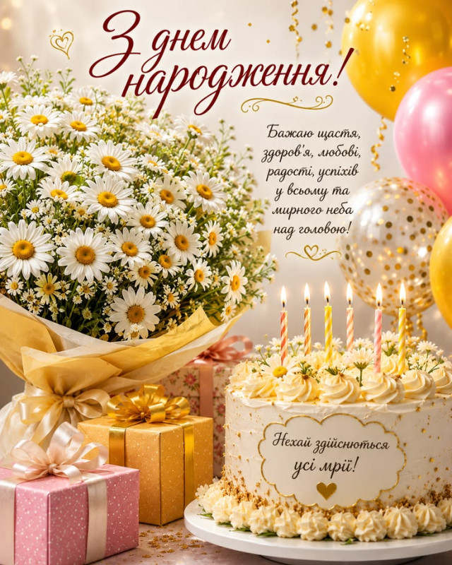 Святкова листівка з днем народження