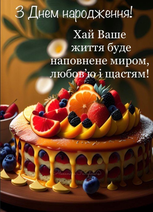 Картинка на день народження з фруктовим пирігом