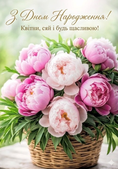 З Днем народження з ніжними півоніями