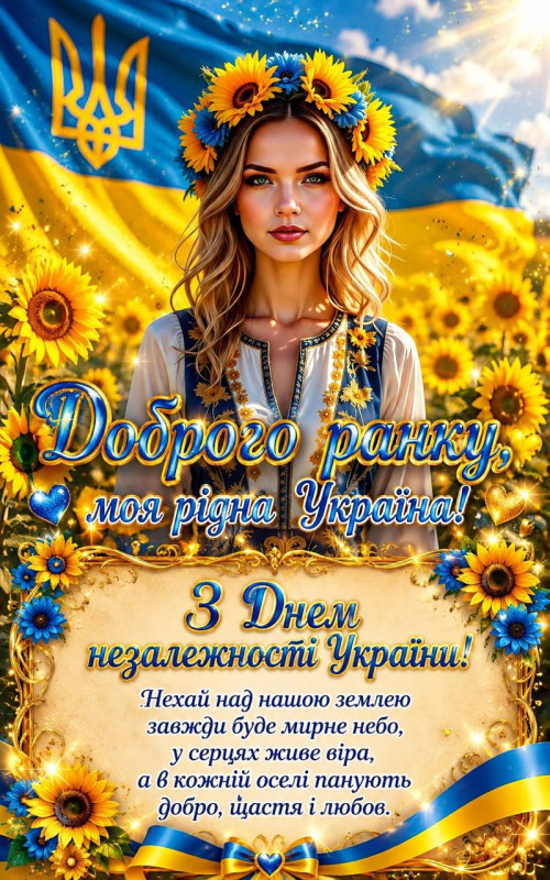 Листівка з Днем Незалежності України — патріотичне привітання