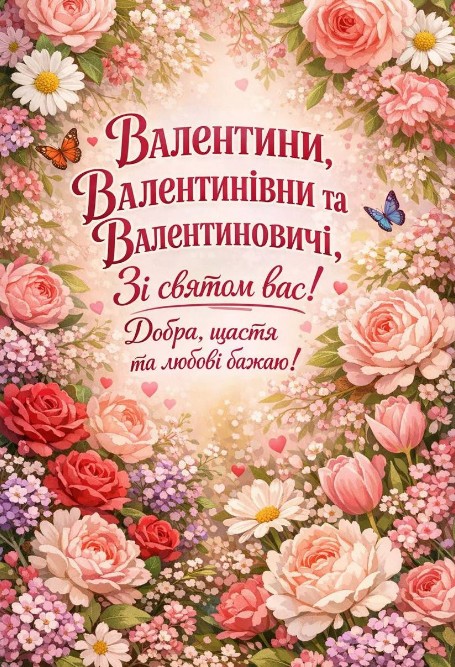 Валентини, Валентинівни, Валентиновичі, зі святом вас!