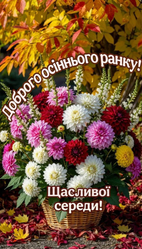 Листівка Доброго осіннього ранку та щасливої середи