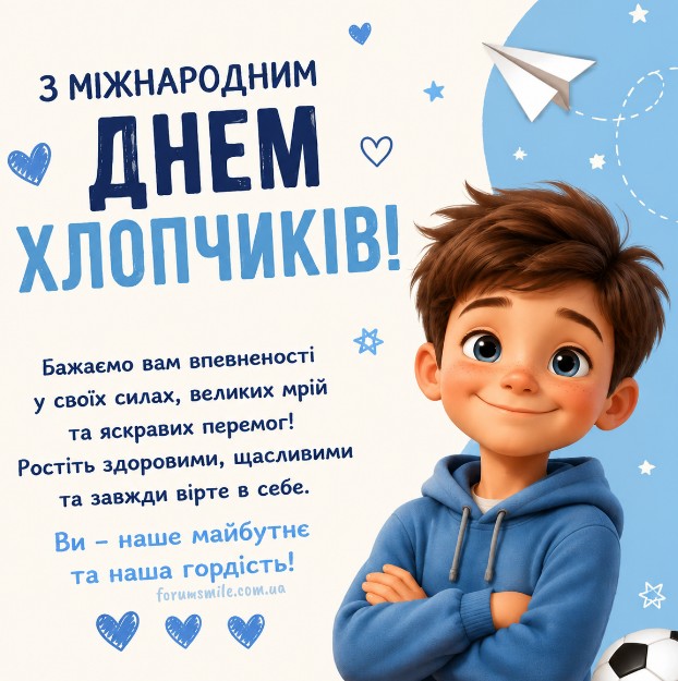 Листівка з Міжнародним днем хлопчиків