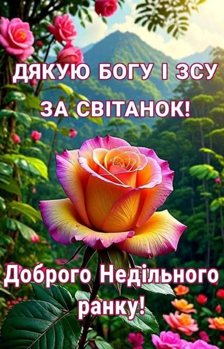 Листівка Доброго недільного ранку з квітами та вдячністю