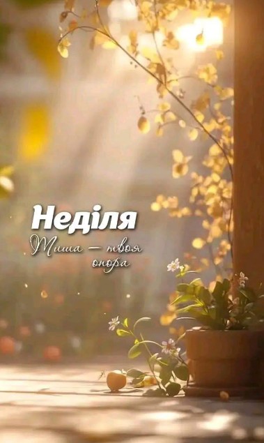 Затишна недільна листівка з написом Тиша — твоя опора 