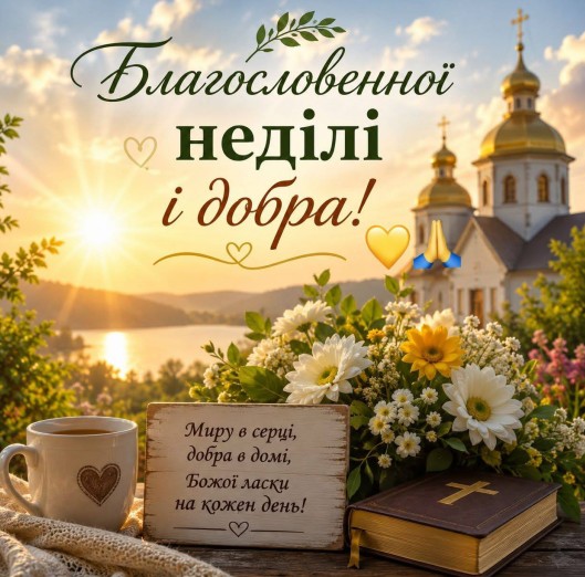 Листівка з побажанням благословенної неділі та добра