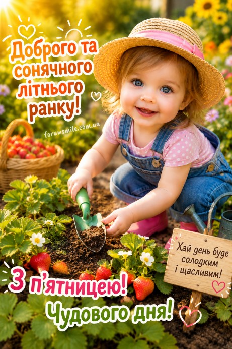 Листівка з п'ятницею: доброго літнього ранку та солодкого дня