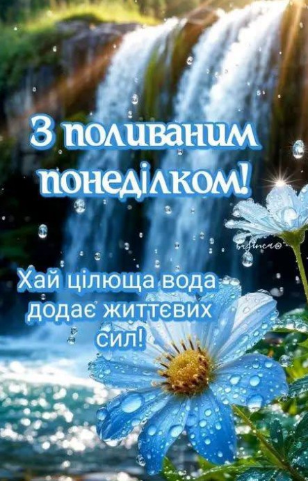 Листівка з Поливаним понеділком: привітання та квіти