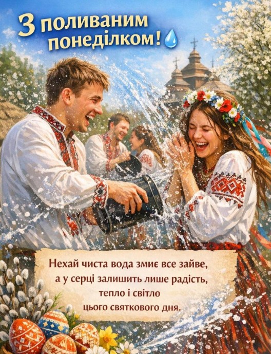 Листівка з Великоднім Поливаним понеділком