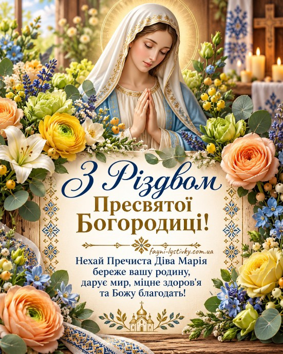 Листівка на Різдво Пресвятої Богородиці