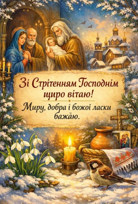 Вітаю вас зі святом Стрітення! Добра і світла!