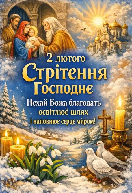 Велике свято Стрітення настає 2 лютого за новим стилем! Вітаємо!