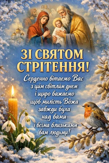 Хай стрітенська свічка дарує вашій родині міцне здоров’я, мир і спокій!