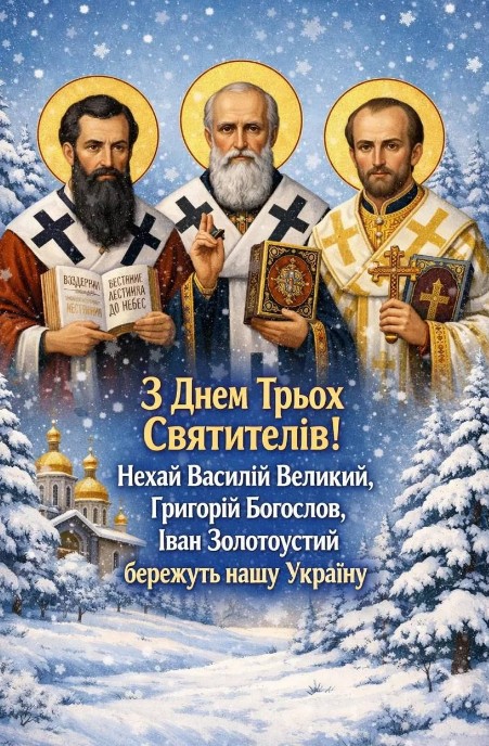 Листівки до свята Трьох Святителів - 30 січня.